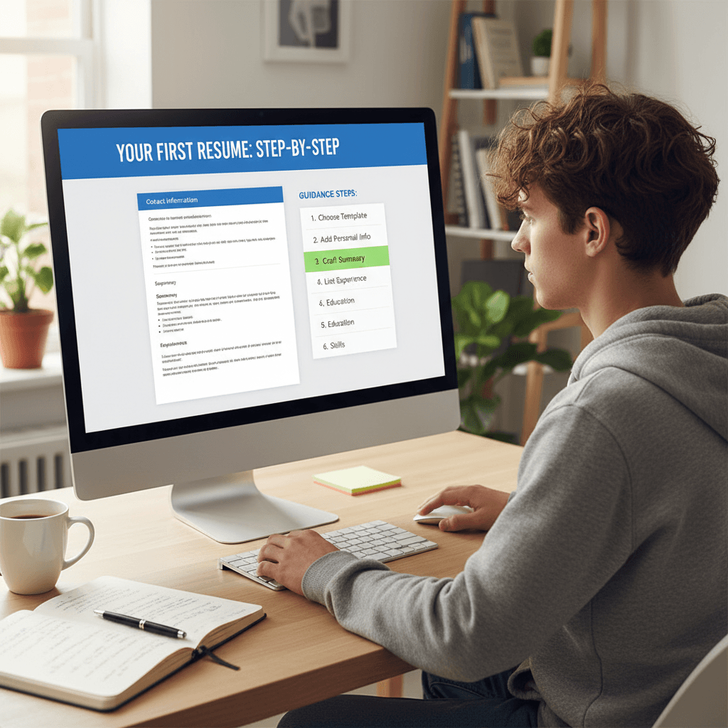 First-time job seeker building resume easily