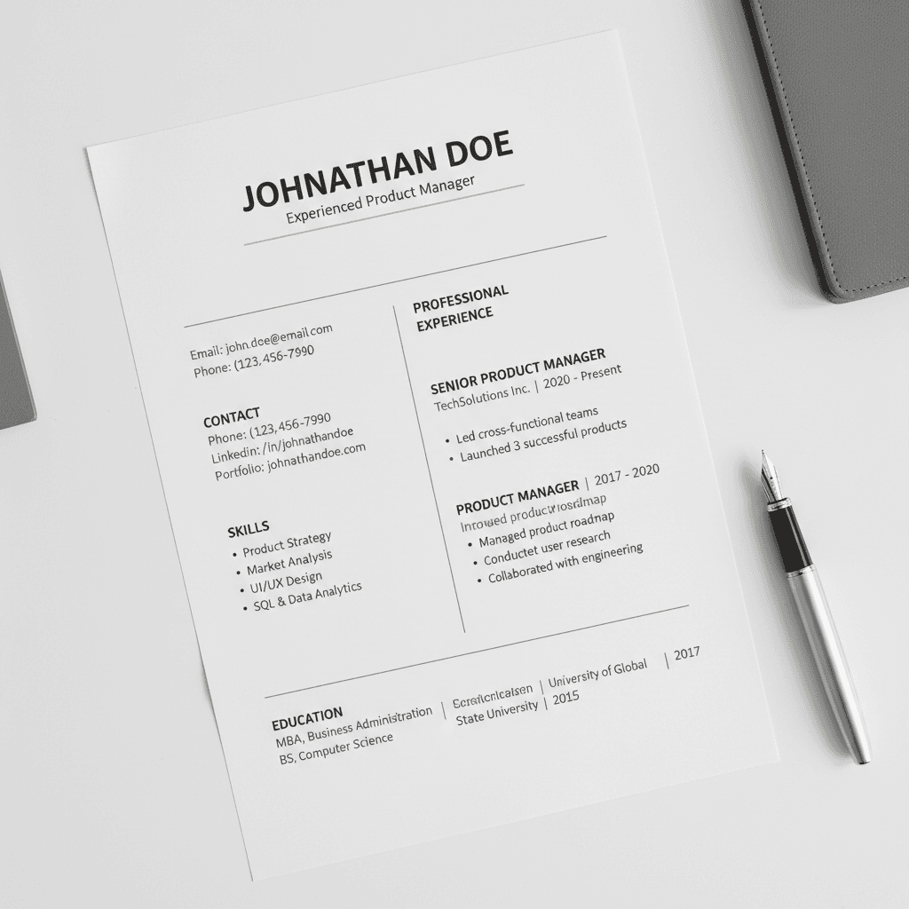 Professional resume with clean modern formatting