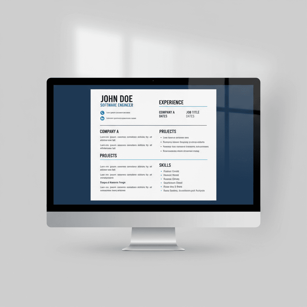 ATS-friendly resume template displayed on screen